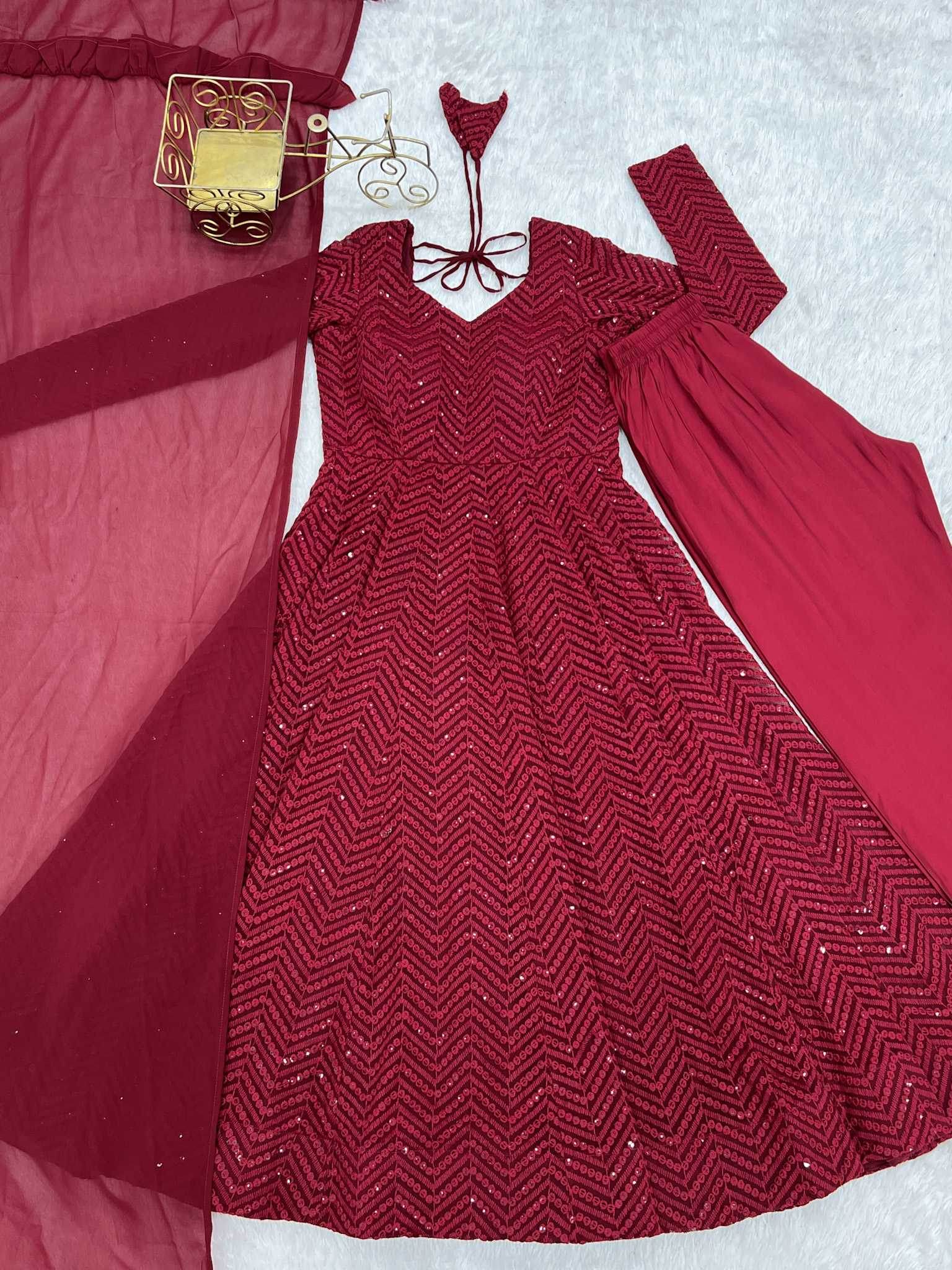 Faux Georgette Anarkali Gown - MYLUXURY LANE ENTERPRISE